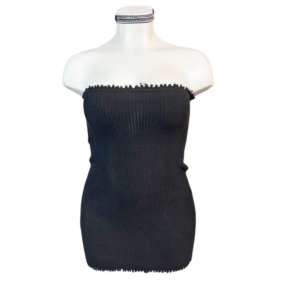 Black Tube Micro Mini Party Dress LARGE / XLARGE Fitted Stretchy Bodycon